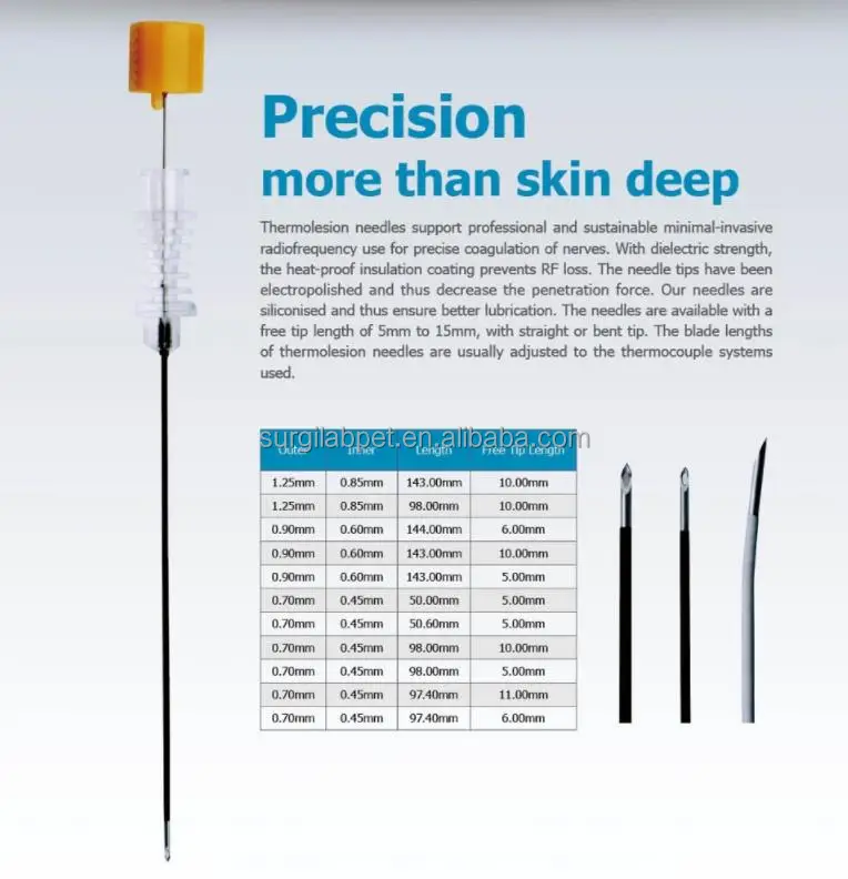 Best Selling Straight Tip 18g Rf Needle Curved Tip RF Needle with Ultrasound Universal Echogenic Rf Needle Cannula
