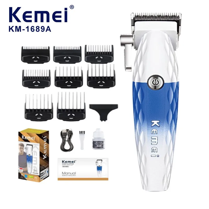 Kemei KM-1689A, tondeuse pour cheveux avec batterie lithium-ion puissante de 2500 mAh, puissance de 5 W, vitesse de rotation de 8800 tr/min, lame en poudre métallurgique, vitesse réglable, tondeuse de haute qualité