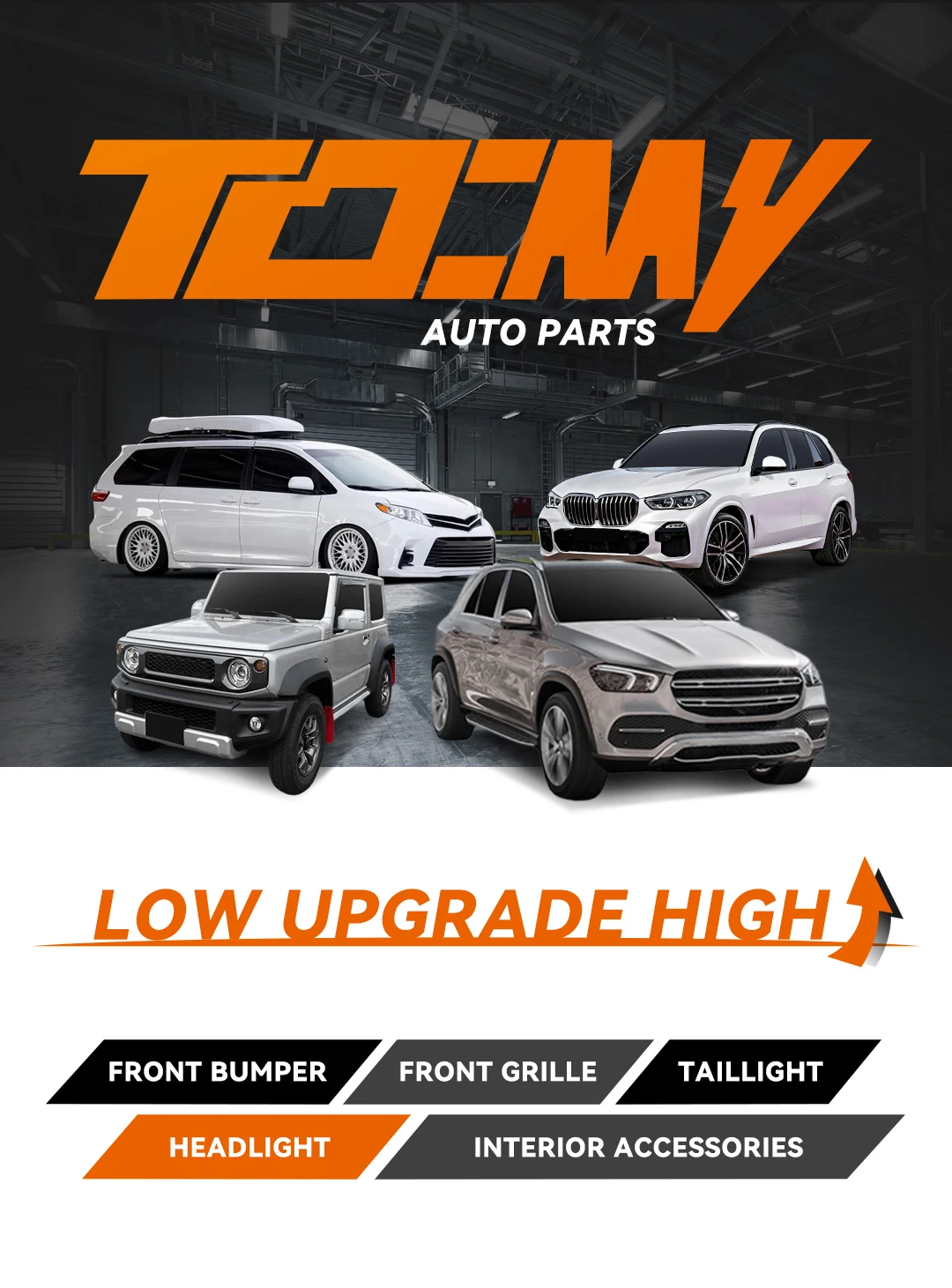 TDCMY OEM Car Auto Parts Front Lip Fenders Wide Body Kit Front and Rear Bumper Grille with Headlight for Suzuki Jimny details