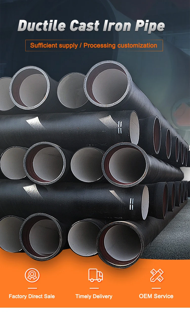 Cement K9 Ductile Cast Iron Pipes For Potable Water Custommade Oem