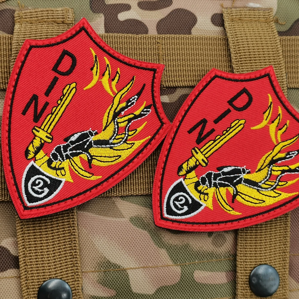 Quality Red Color France Knight Embroidery Bright Red French Foreign Legion With Sword Patch for Jacket Shoulder Label Patch Sew