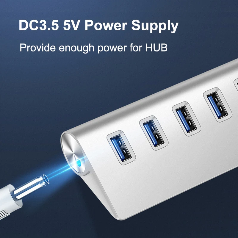 Высокоскоростной USB-концентратор 5 Гбит/с 7 портов разветвитель мультипорт для ноутбука 3