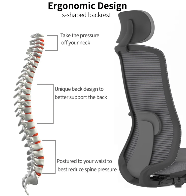 Office Mesh Chair with Headrest high back manufacture