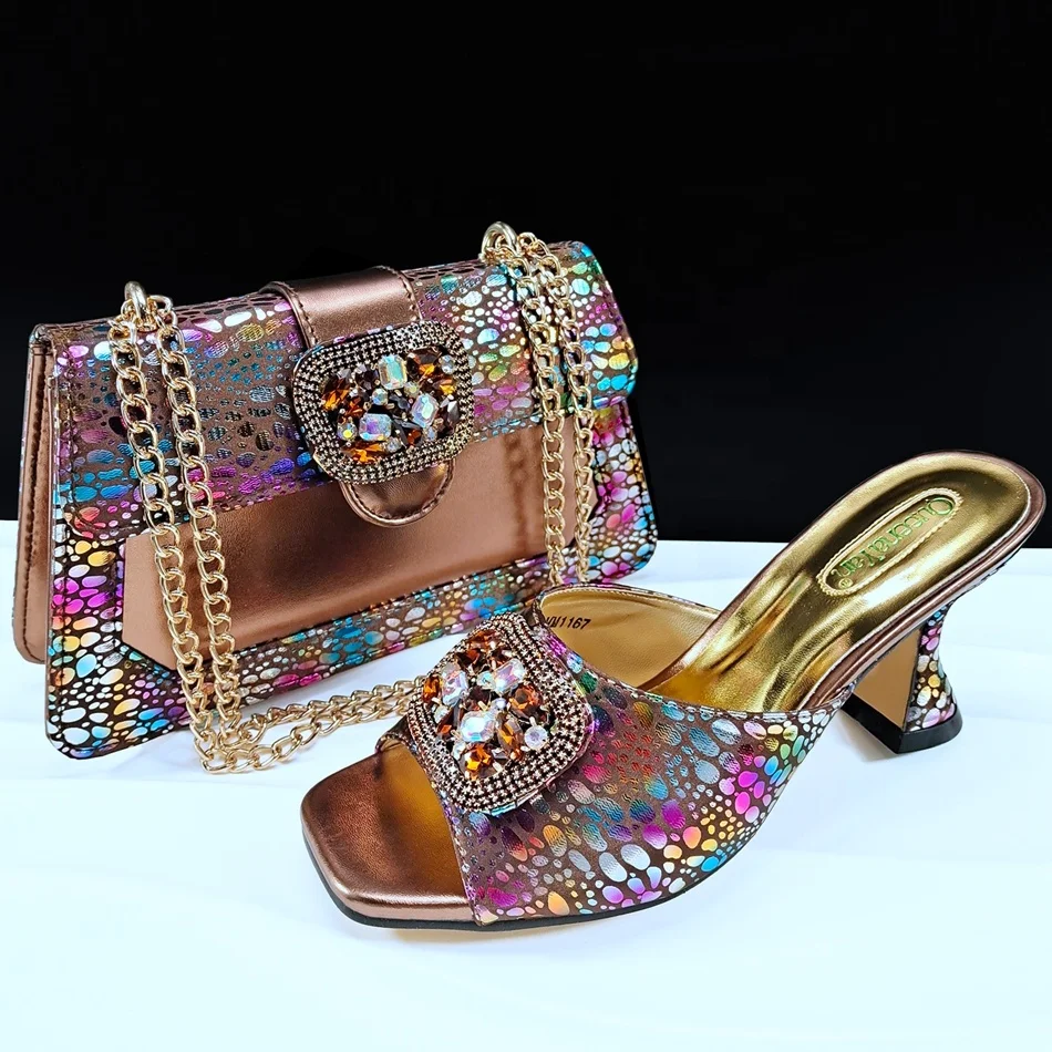 Hot Sale Women Shoes and Bag Set Low Heels Shoes and Clutch Sets for Party