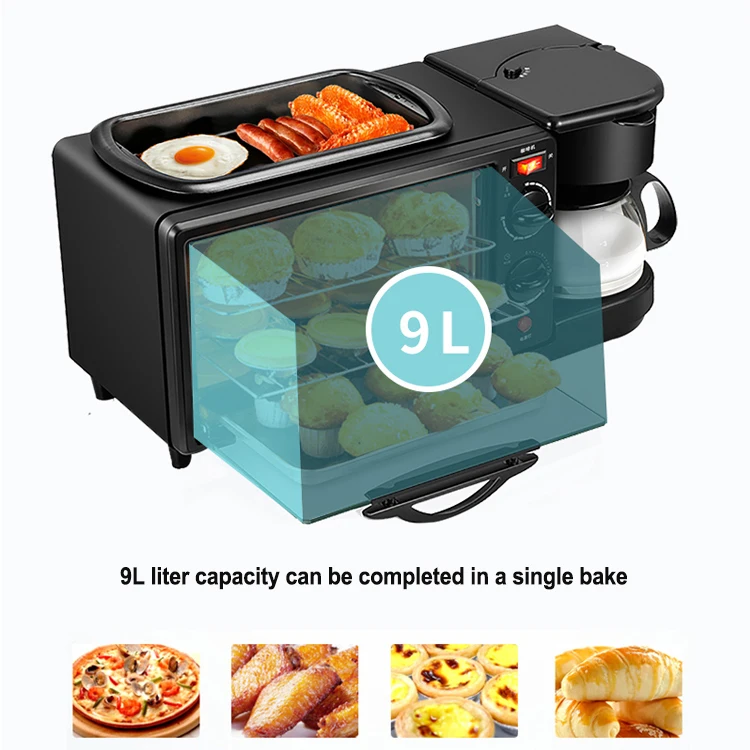 Three in One Multifunctional Toaster Coffee Pot Oven Frying Pan Set Electric 3 in 1 Breakfast Sandwich Makers Machine