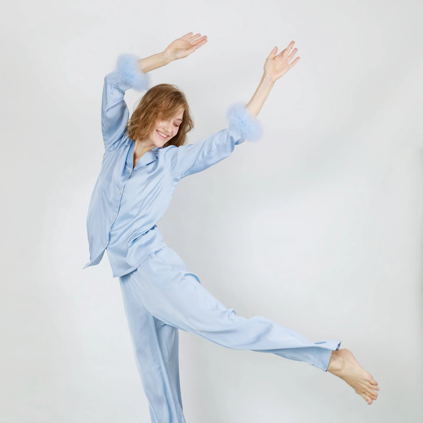 Qinsi Long-sleeved Button Homewear Top 
