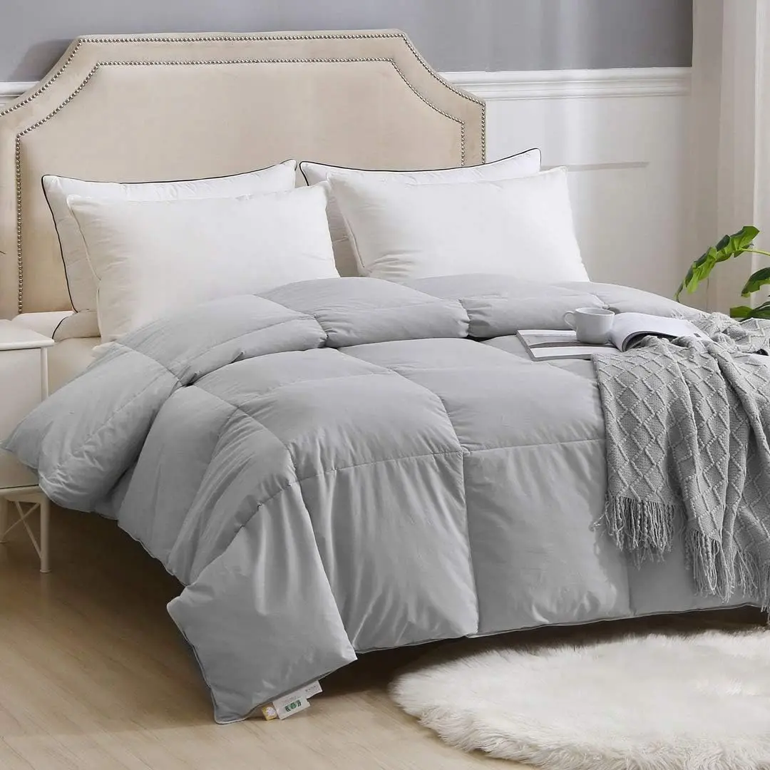 Duck Feather Down Comforter, Ultra Soft All Seasons, Organic Cotton ...