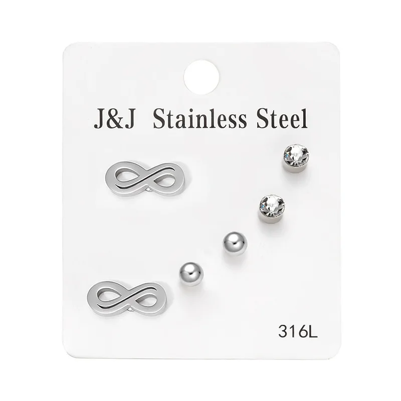 Pairs/set Small Tiny Stainless Steel Earrings for Men Women