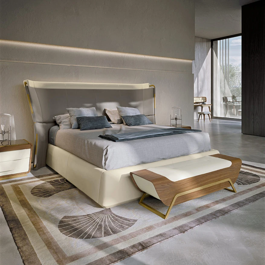 Modern Design Italian Bedroom Furniture Set Luxury Bed Soli Wood Fram ...