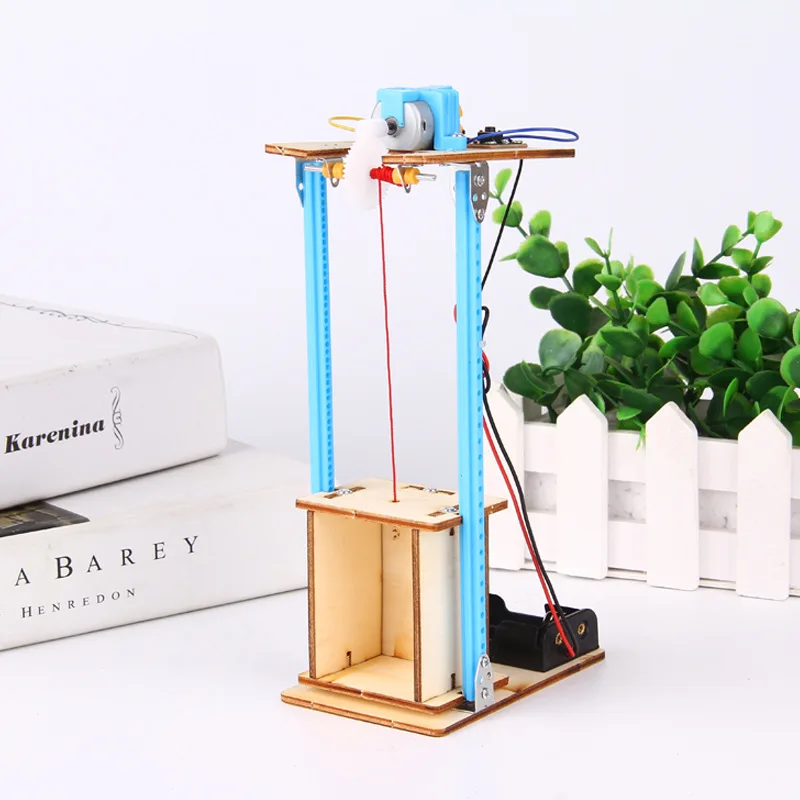 DIY Remote Control Electric Lift Elevator Kids Science Toys Experiment Kits Creative STEM Education Innovation School Project
