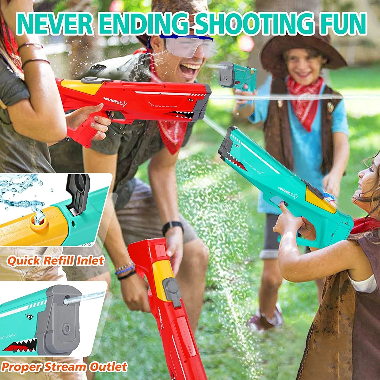 Songkran Electric Water Gun Automatic Reload Water Squirt Guns High Capacity Water Super Soaker Gun Toy for Adults