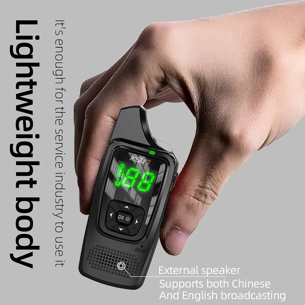 KSUN V6 USB Charging PTT Mini Walkie Talkie Hidden Display UHF Two Way Radio