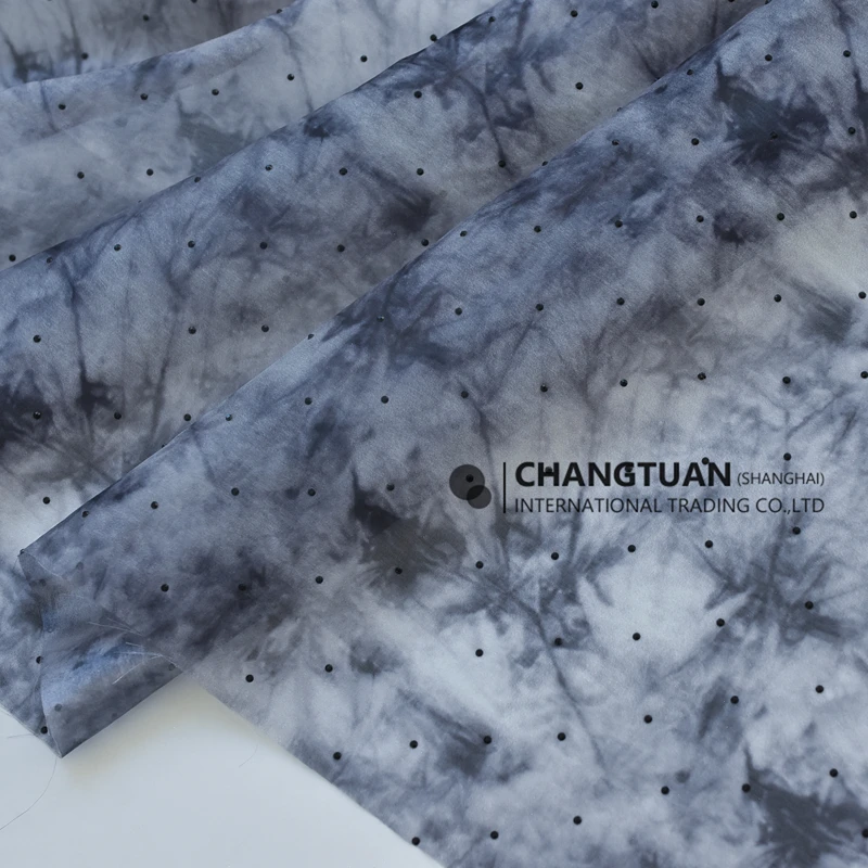 New Design Georgette Material Silk Chiffon Fabric Marble Print Hot Drilling Chiffon Fabric for Dresses Clothing