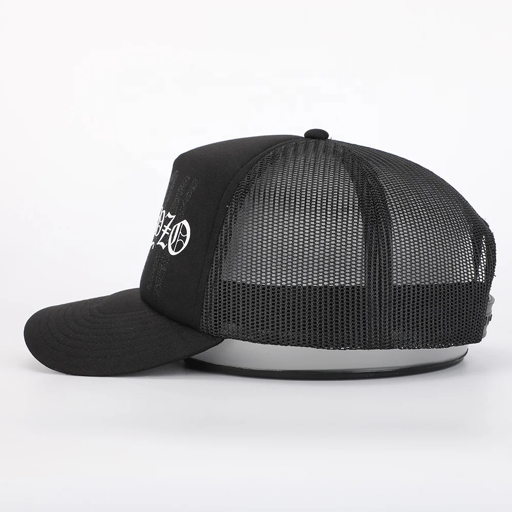 Oem High Quality Printing Logo 6 Panel Trendy Black Foam Sport Mens Hat ...