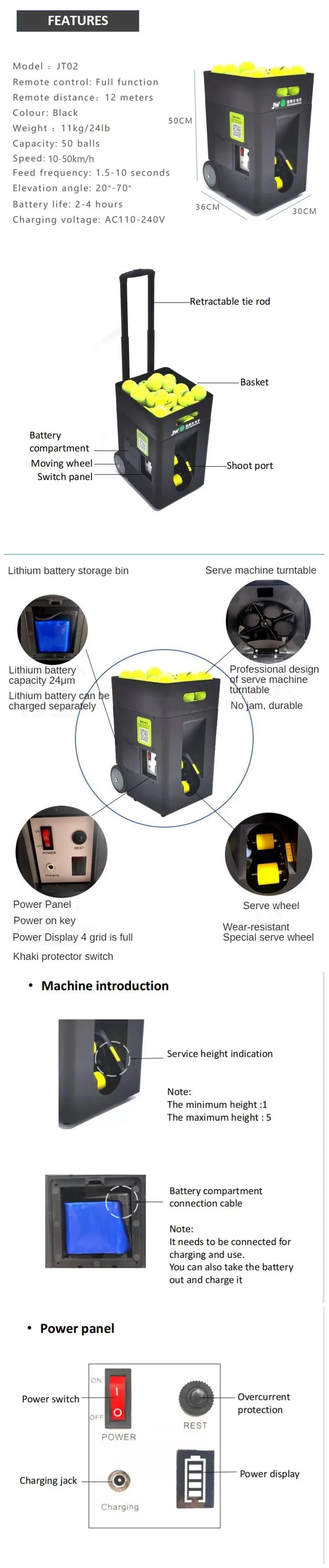 Hot sale Practice Tennis Padel Ball Machine JT02 App And Remote Control For Playing And Training customs Logo manufacture