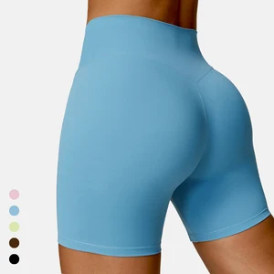 High Quality Seamless Yoga Shorts Women Tummy Control Hip Lift Elastic Nylon Spandex Outdoor Gym Workout Biker Pants