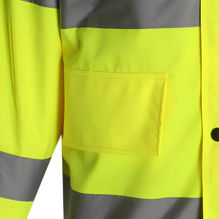 High collar autumn winter manufacturers direct hi vis coldproof waterproof reflective safety rain coat work jacket for adult