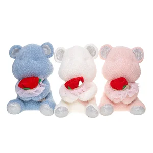 Valentine's Day Teddy Bear with Rose Plush Soft Toys Gift Filled with PP Cotton