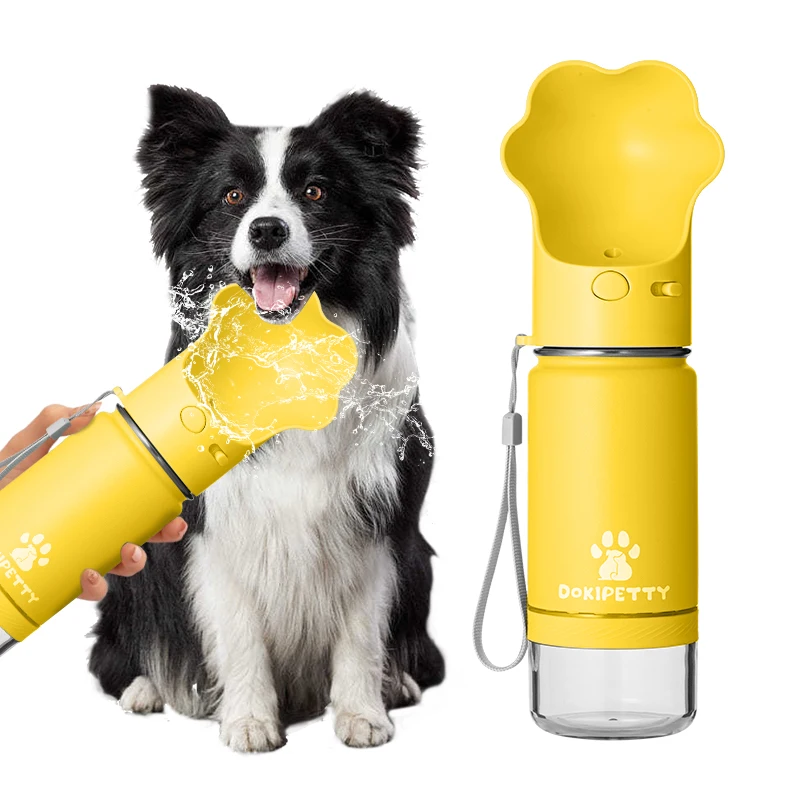 2024 New Design Cute Paw Pattern 18 oz 3 in 1 Pet Customization Water Bottle Feeders with Detachable Dog Bowl for Pets Outdoor