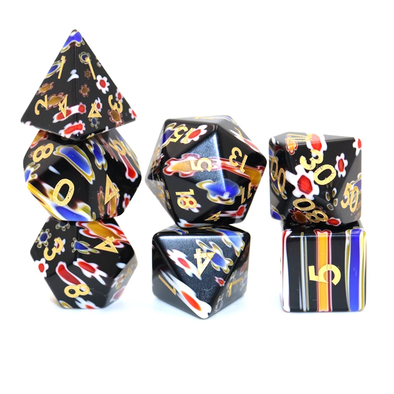 RPG Custom Gemstone Polyhedral Dice Set for DND Games supplier