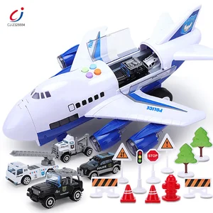 6 Pcs Alloy Police Car Toy Small Die Cast Car Model Toy Die-cast Metal Car Friction Storage Aircraft Toy with Light Music