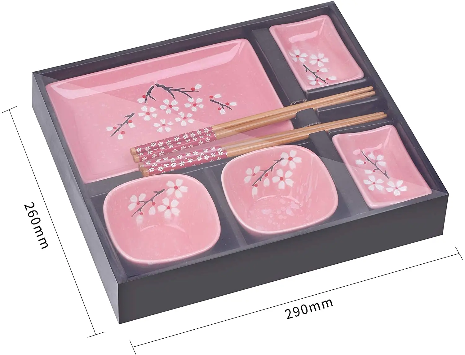 4 Pcs Japanese Sushi Plate Dinnerware Set White With Chinese Calligraphy Design
