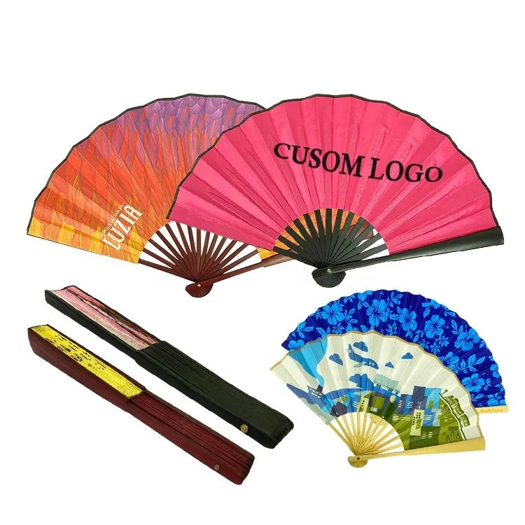 Lot De 2 éventails Pliants En Soie Et Bambou Avec Pampille - Noir Et Rouge, Design Chinois