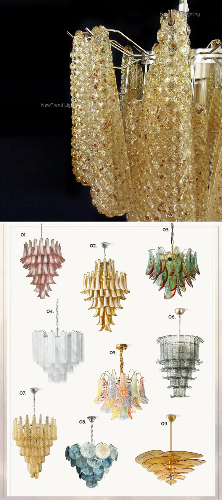 cpl 447 french vintage style murano glass chandelier  luxury italian led pendant light for villa living room dining  duplex staircase-5