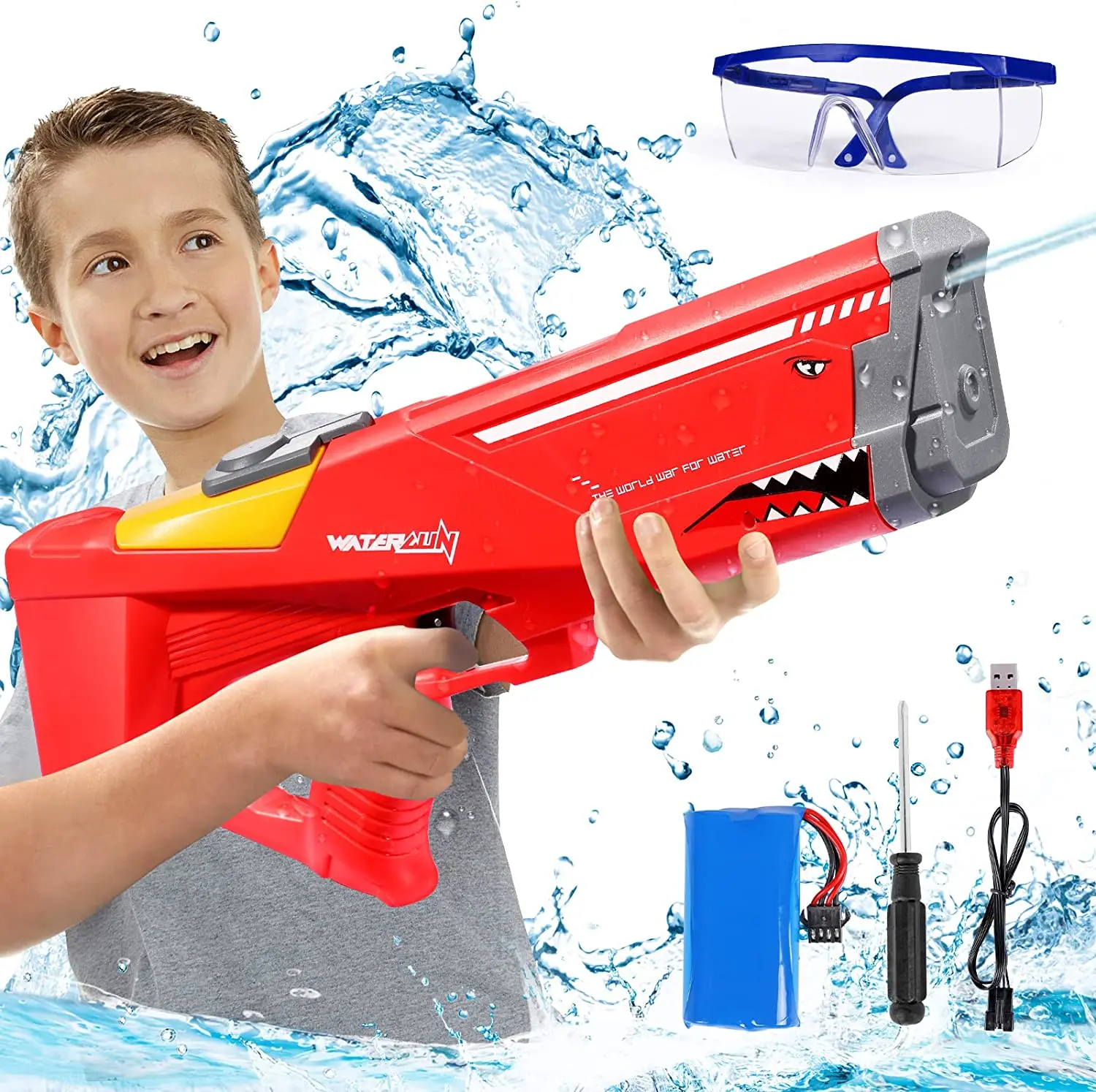 VATOS Pistola de agua eléctrica, paquete de 2 pistolas de agua recargables para niños y adultos, hasta 26 pies de largo alcance, pistola de agua automática con botellas de agua para VATOS Pistola de agua eléctrica, paquete de 2 pistolas de agua recargables para niños y adultos, hasta 26 pies de largo alcance, pistola de agua automática con botellas de agua para