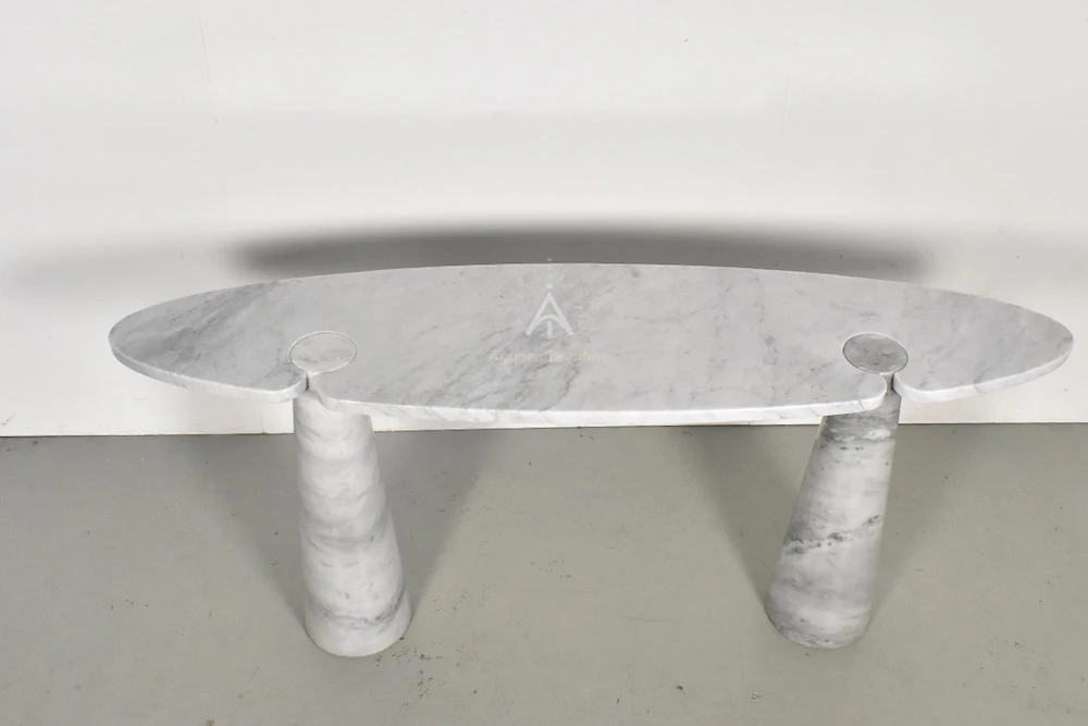 AF T125 Vintage design white marble console table with marble pedestals