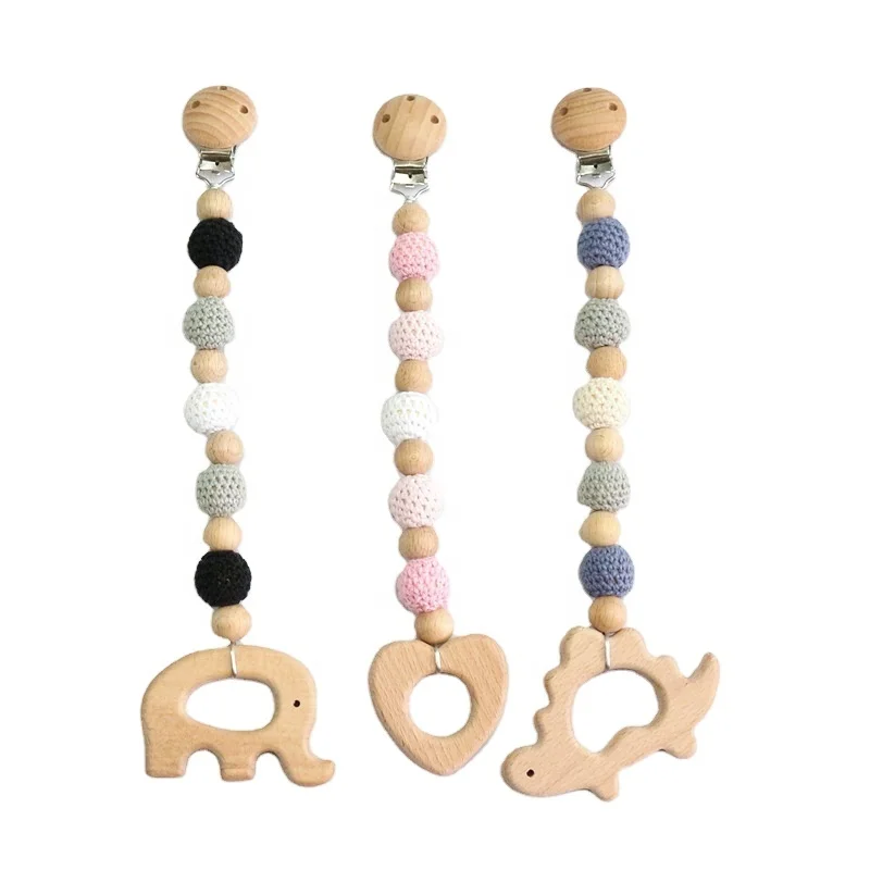 Personalised Baby Dummy Soother Wooden Clip Holder Strap Shower Christening Gift 
