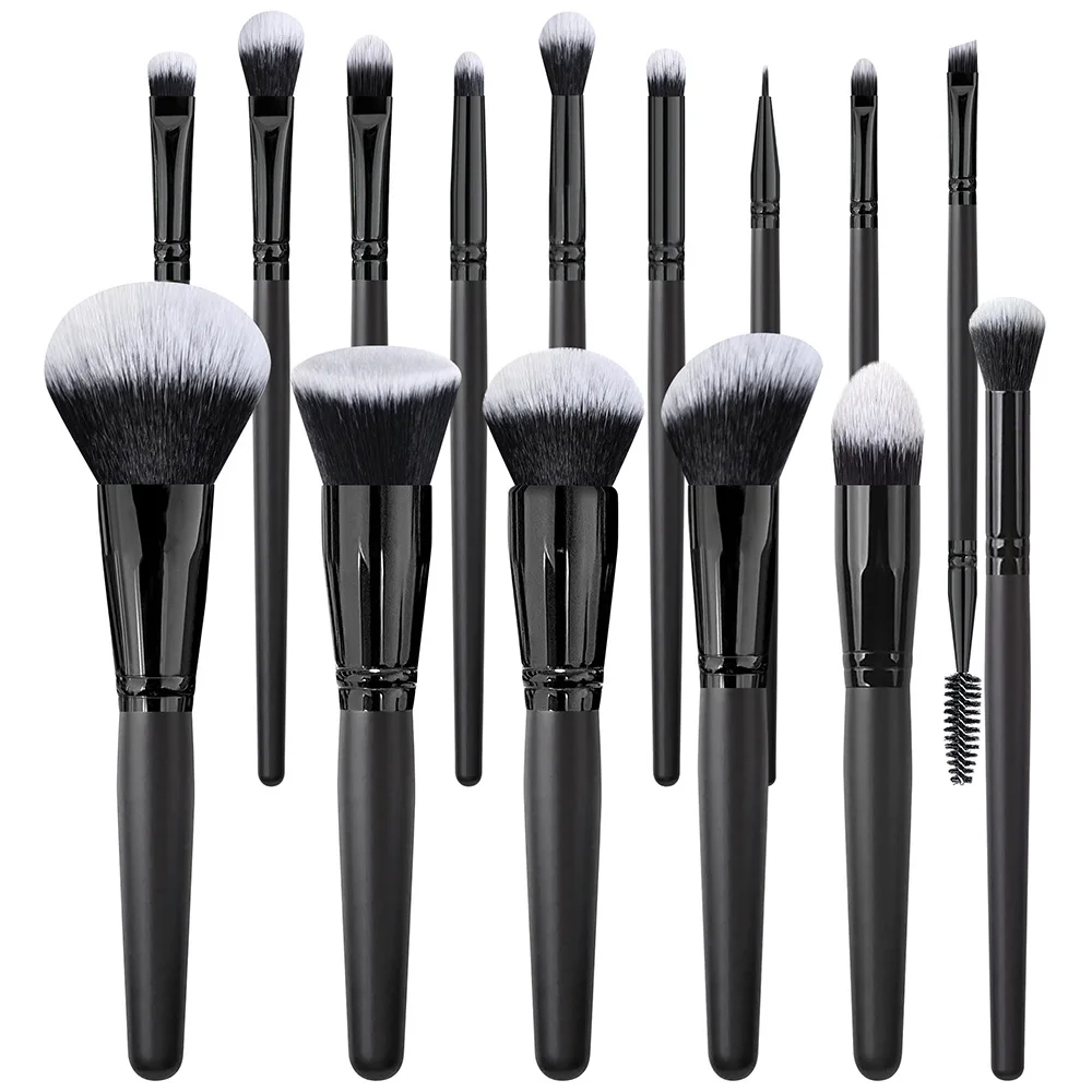 Wholesale Black Makeup Brush Private Label 15pcs Face/eye Soft Dense