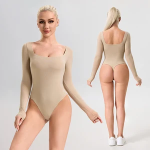 ODM Factory Long Sleeve Slimming Bodysuit Solid Color Sexy Shapewear Butt Lift Breathable Romper Compression Bodysuit for Women