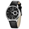 White leather strap with black face
