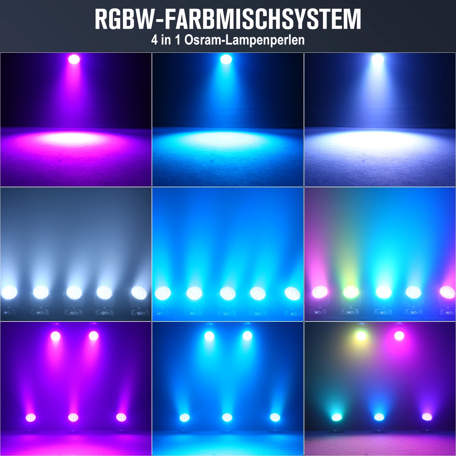 Lyre wash led moving head zoom rgbw éclairage de scène professionnel_voghion.com