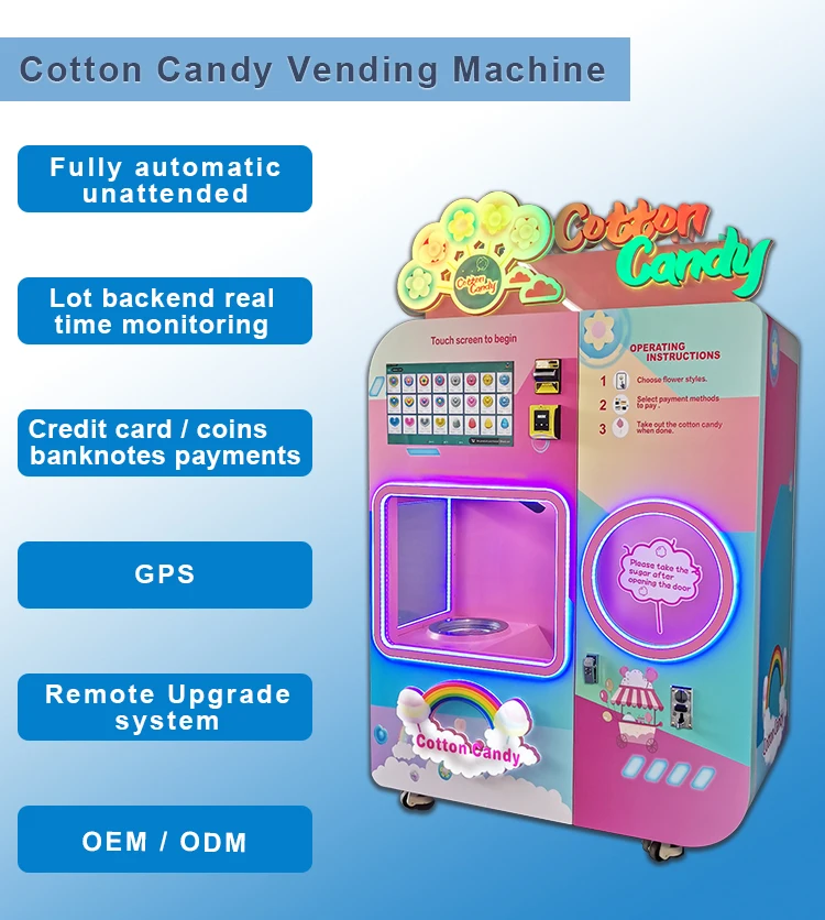 Automatic Cotton Candy Vending Machine 2023 Mg330/ct503 Sunzee Fairy