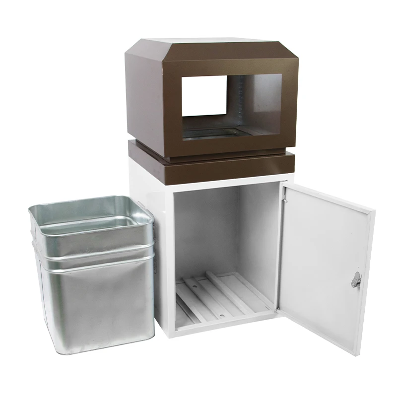 Wholesale Iron Rectangular Trash Cans for Outdoor Use Parks & Scenic Spots Garbage Recycling Stations Standing Waste Bins Lid