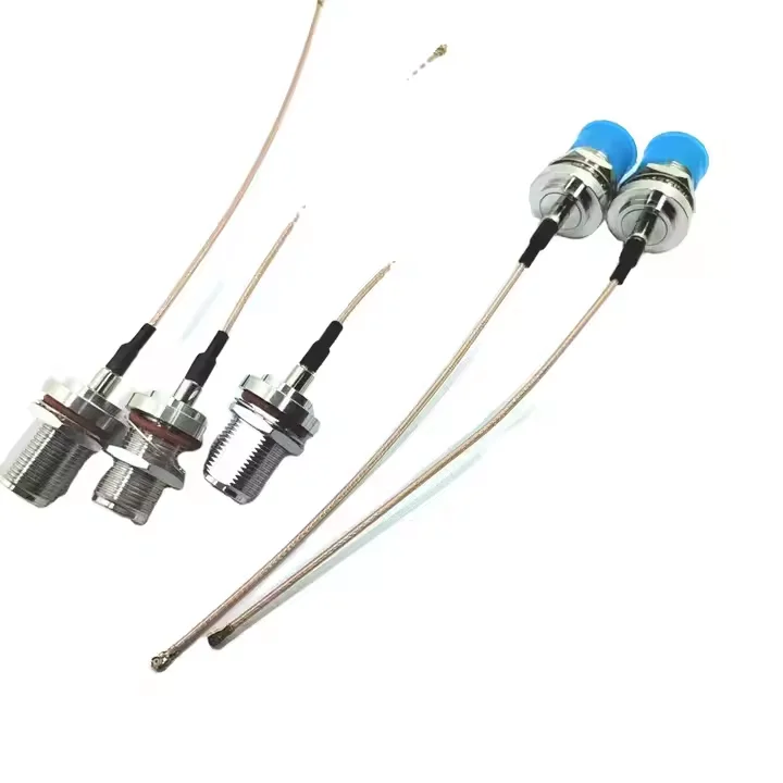 Factory Supply N Jack Bulkhead Waterproof to UFL U.FL Female Right Angle for Rg178 Cable Rf Jumper Coaxial Cable Assembly  20cm