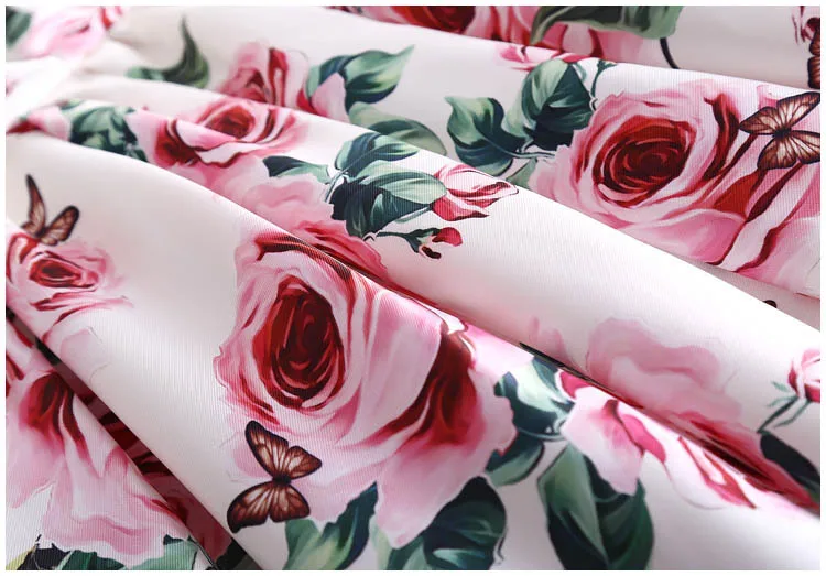 Ready to Ship or Custom Made Hot Sell Fashion High Quality Ladies Women Rose Print Dress