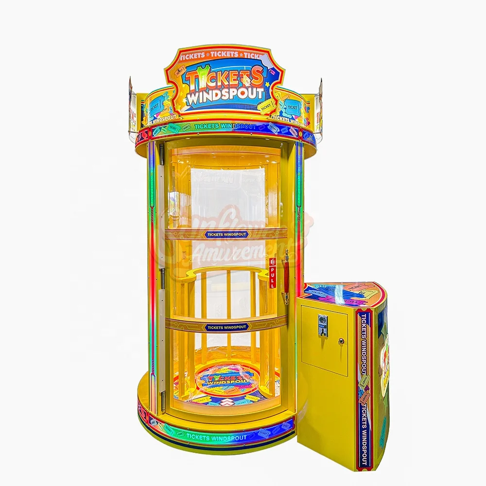 Ticket Redemption Arcade Games Coin Operated Machine Ticket Windspouts Grab Money Bill Blower Catching Booth Machine