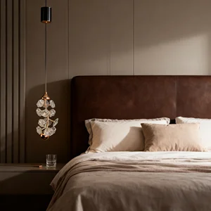 JACKSUN Luxury Crystal Pendant Lamp K9 Crystal Chandelier Bedside Lamp TV Wall Pendant Light Decorative Lighting