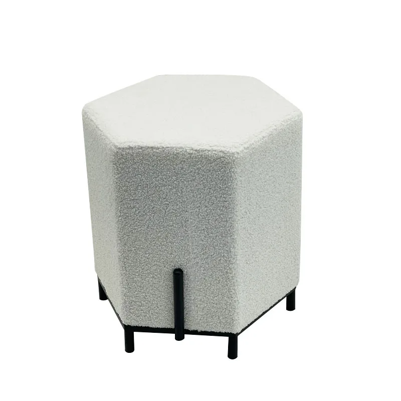 Hot Sale Living Room Furniture Ottoman Design Pouf with Gold Leg