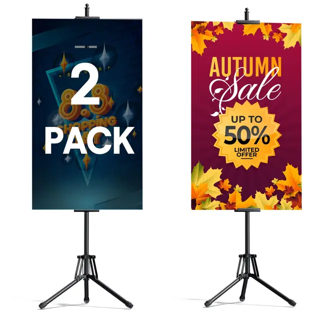 Custom Adjustable Display Bunting Tripod Poster Heavy Duty Poster Board Easel Holder Metal Flooring Tripod Banner Display Stands