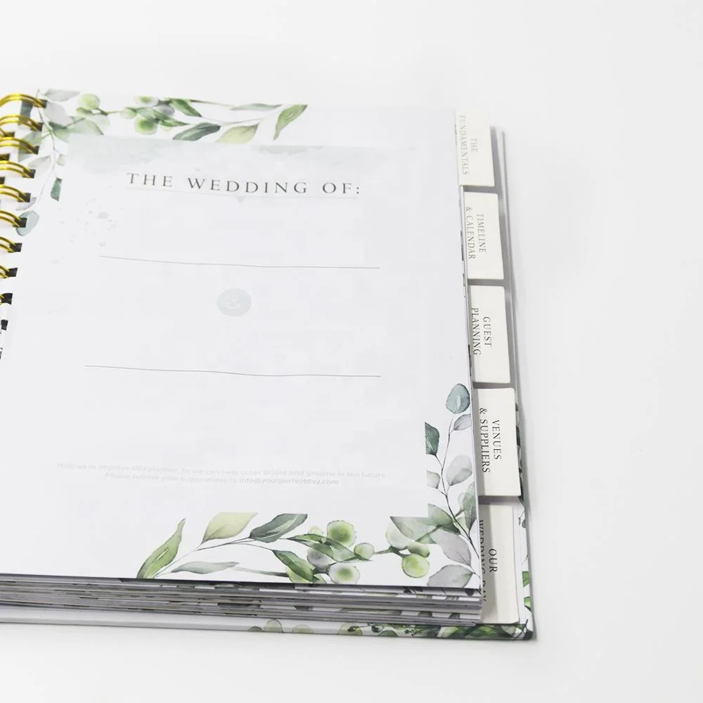 
Индивидуальный Золотой переплет в твердой обложке, Свадебный планировщик/Свадебный планировщик, дневник, органайзер 