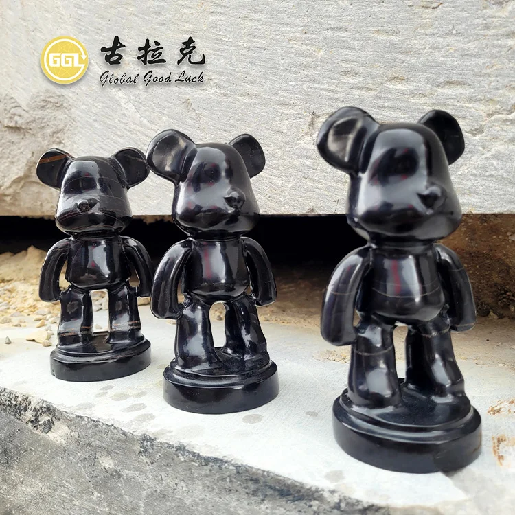 Custom Material and Size Bear sculpture Marble Stone Carving House & Hotel Decoration