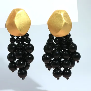 New Trend Fashion Gift Korean 18K Gold Plated Charm Beaded Tassel Jewelry Women Earrings