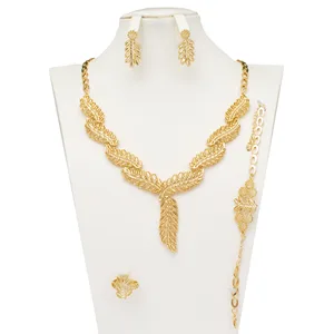 Pakistani Gold Jewelry Sets African Jewelry Big Set for Women Whit Charm Necklace
