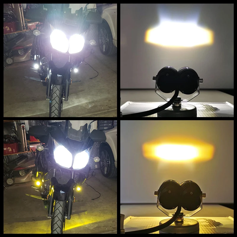 Motorcycle Led Headlight Spotlights Auxiliary Lightings Drl Motorbike ...