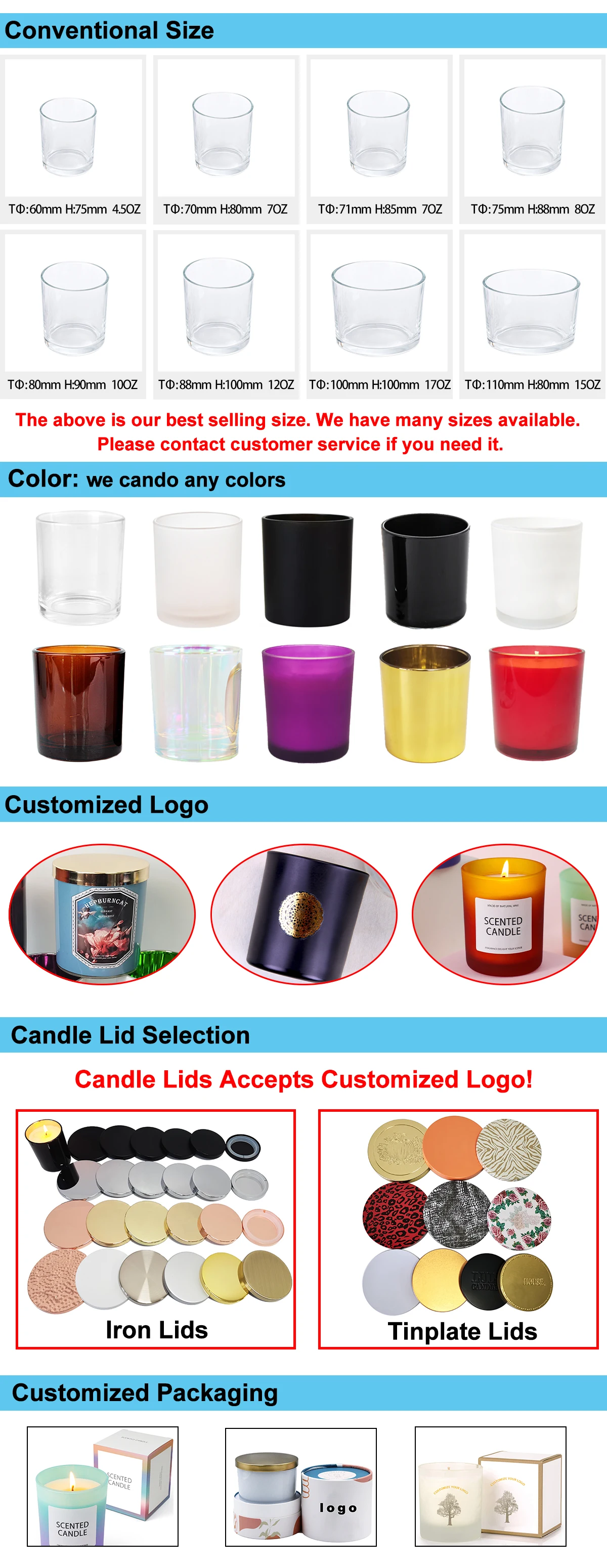 DIY Candle Can Set 8 oz Color Containers Jars Metal Candle Tins Box For Candle Making Storage Candy Gifts details