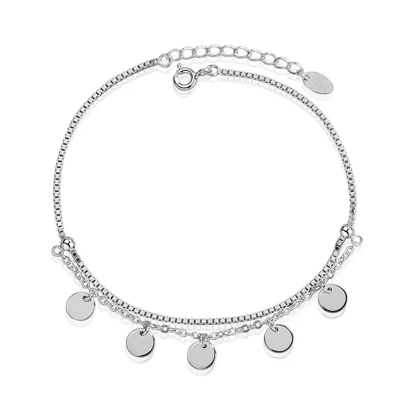 BEUU S925 Sterling Silver Anklet for Women Girl Boho Beach Charm Adjustable Foot Ankle Bracelet Jewelry Birthday Gift 